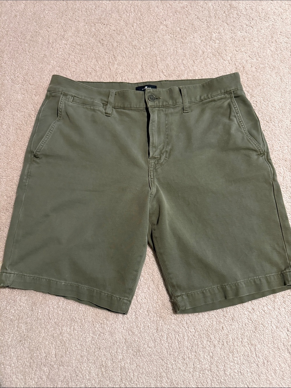 7 For All Mankind Olive Green Flat Front Shorts